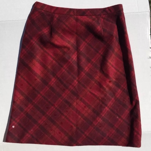 J.Crew enjoy Sz 8 Wool Blend red Lined Skirt Plaid - Picture 4 of 5